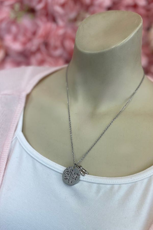 She Believed She Could So She Did Ballet Necklace in Silver at New York Dancewear Company