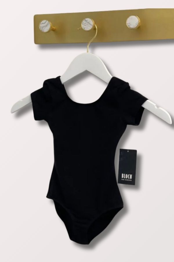 Bloch CL5402 Black Girls Short Sleeve Leotard at NY Dancewear