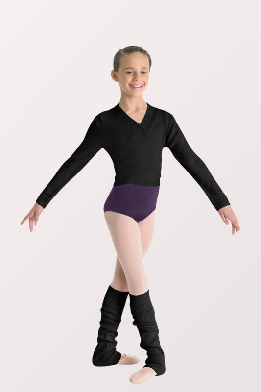 Bloch Girls Ella Cross Over Cardigan Wrap in Black Style CZ0999 at New York Dancewear Company