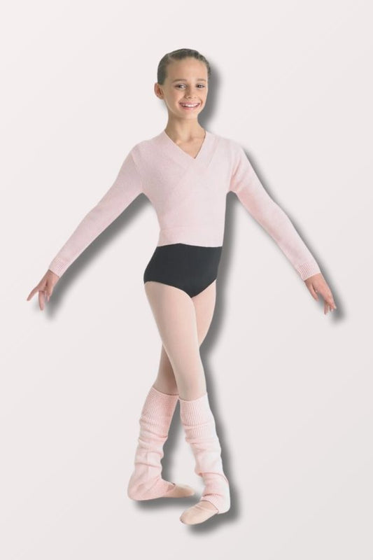 Bloch Girls Ella Cross Over Cardigan Knitwear Dance Wrap Style CZ0999 in Light Pink at New York Dancewear Company