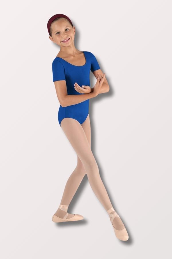 Bloch Girls Round Neck Short Sleeve Leotard in Royal Blue Style CL5402 at New York Dancewear Company