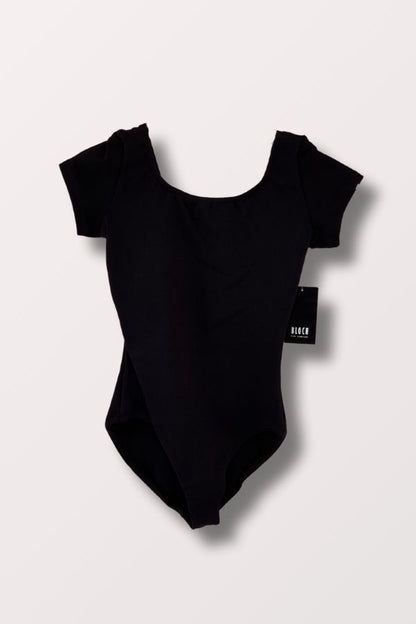 Ladies Short Sleeve Round Neck Leotard - Black