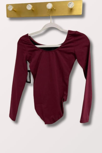 Bloch Ladies Premier Long Sleeve Leotard in Burgundy L5409 at New York Dancewear Company