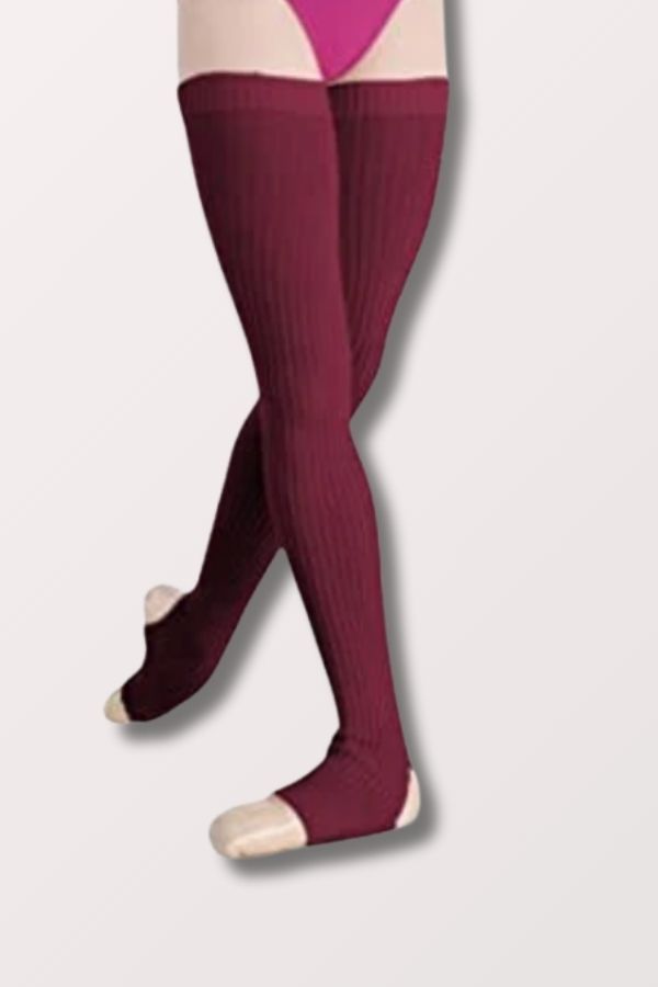 Body Wrappers 48 Inch Extra Long Stirrup Leg Warmers in Burgundy Style 92 at New York Dancewear Company