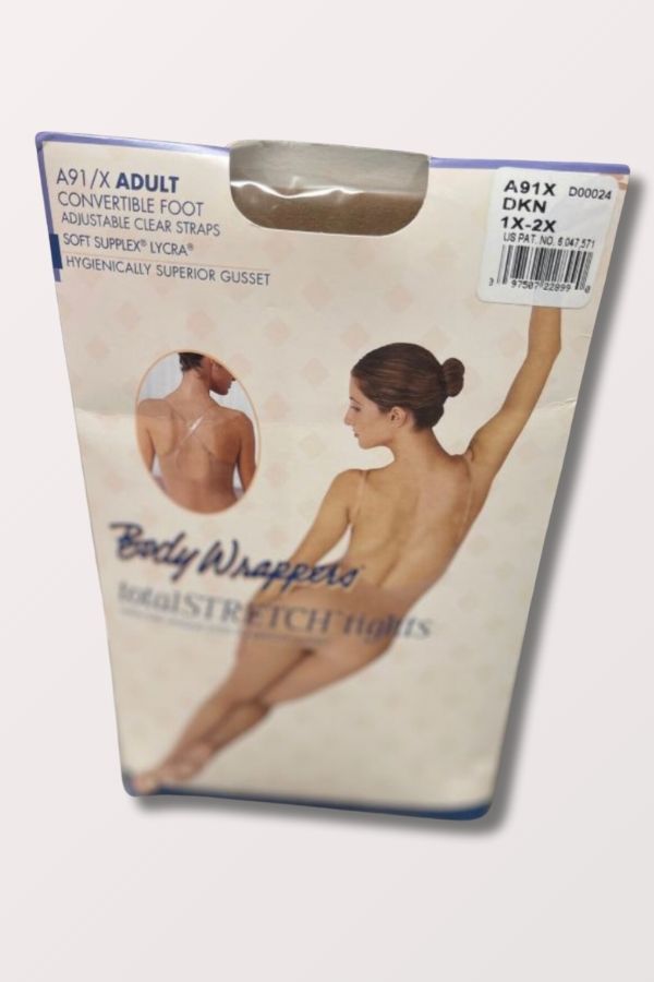 Body Wrappers Dark Nude Adult Convertible Body Tight with Clear Adjustable Straps Style A91 at New York Dancewear Company