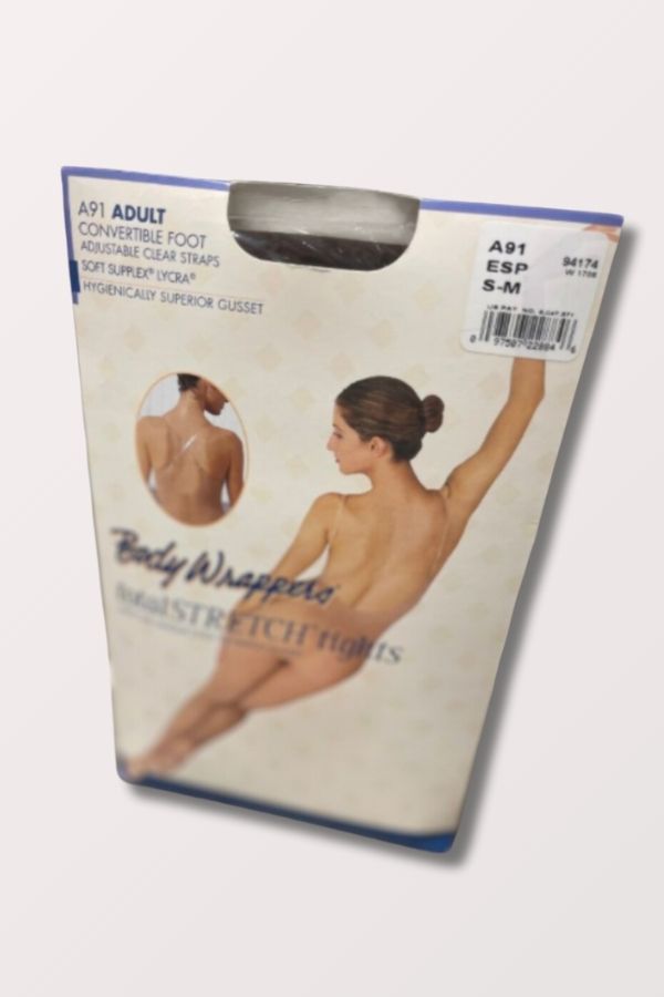 Body Wrappers A91 Adult Convertible Foot Clear Straps Body Tight in Espresso at New York Dancewear Company