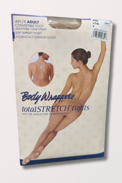 Body Wrappers Adult Convertible Clear Straps Body Tights in Jazzy Tan Style A91 at New York Dancewear Company