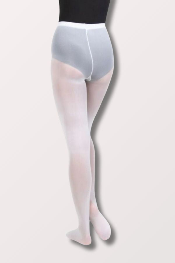 Body Wrappers Adult Knit Waist Total Stretch Footed Dance Tights in White Style A80 at New York Dancewear Company