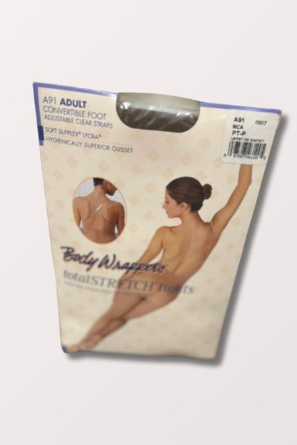 Body Wrappers TotalSTRETCH Convertible Foot Clear Straps Body Tights Style A91 in Mocha at New York Dancewear Company