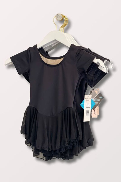 Girls Prowear Short Sleeve Chiffon Skirted Leotard in Black at NY Dancewear