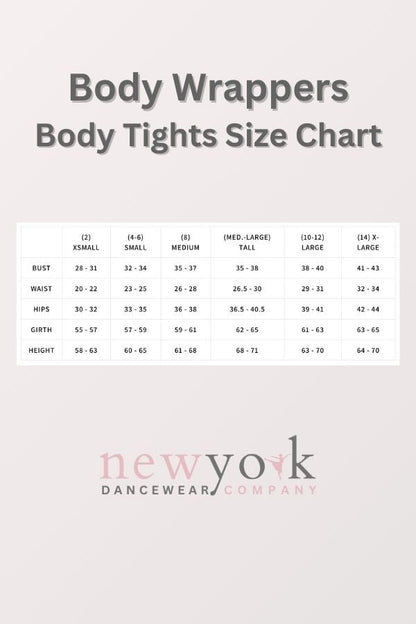 Body Wrappers Body Tights Size Chart at NY Dancewear