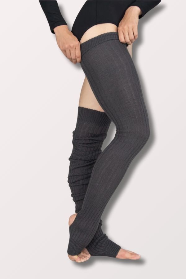 Body Wrappers Extra Long Stirrup Leg Warmers in Charcoal Style 92 at New York Dancewear Company