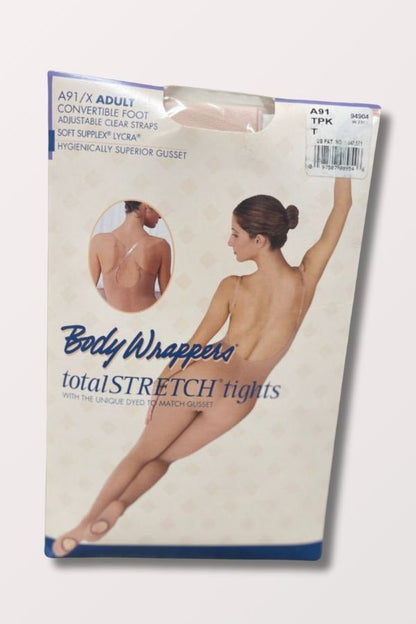 Body Wrappers Adult Convertible Body Tights with Clear Straps in Theatrical Pink Style A91 at New York Dancewear Company