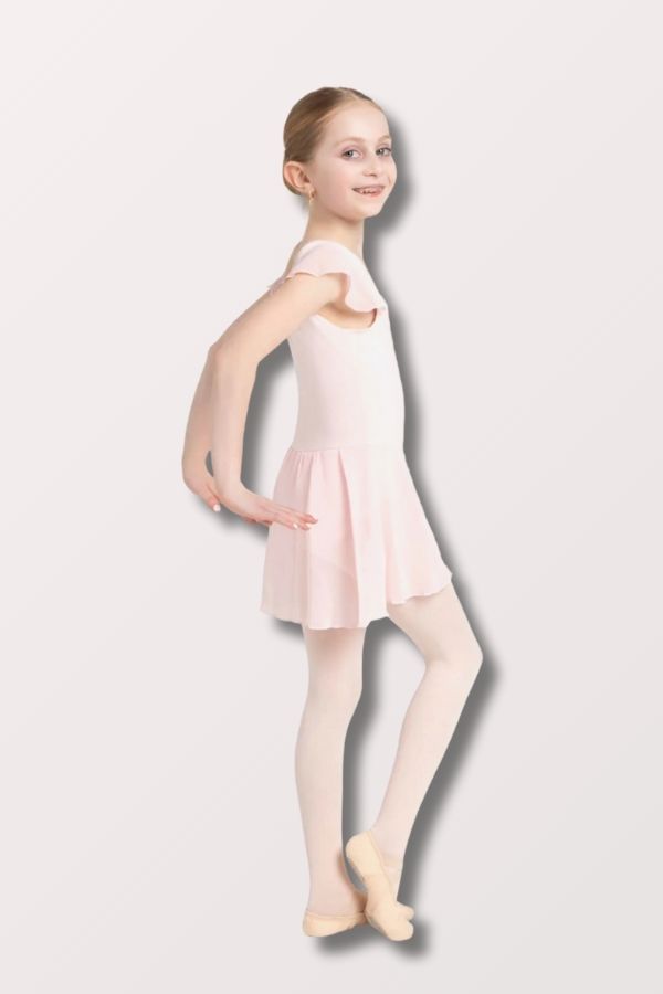 Capezio Girls Flutter Sleeve Dress in Pink Style 11305C at New York Dancewear Company