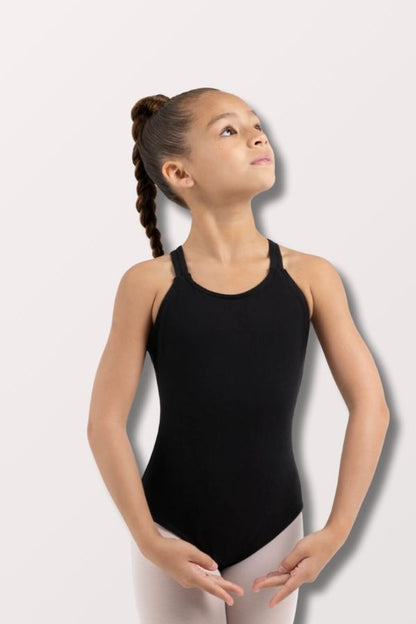 Girls Capezio Double Strap Camisole Leotard in Black back view at NY Dancewear