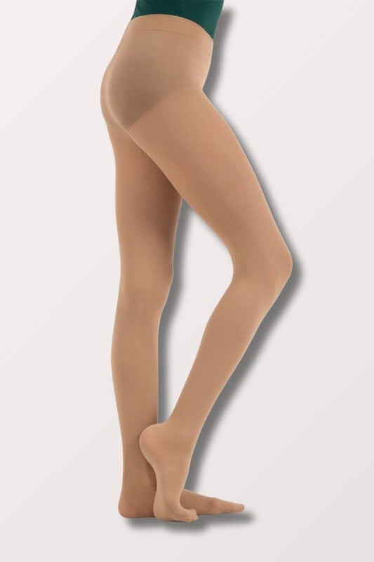 Capezio Children's Ultra Soft Footed Dance Tights w/self knit waistband ink Caramel Style 1915C at New York Dancewear Company