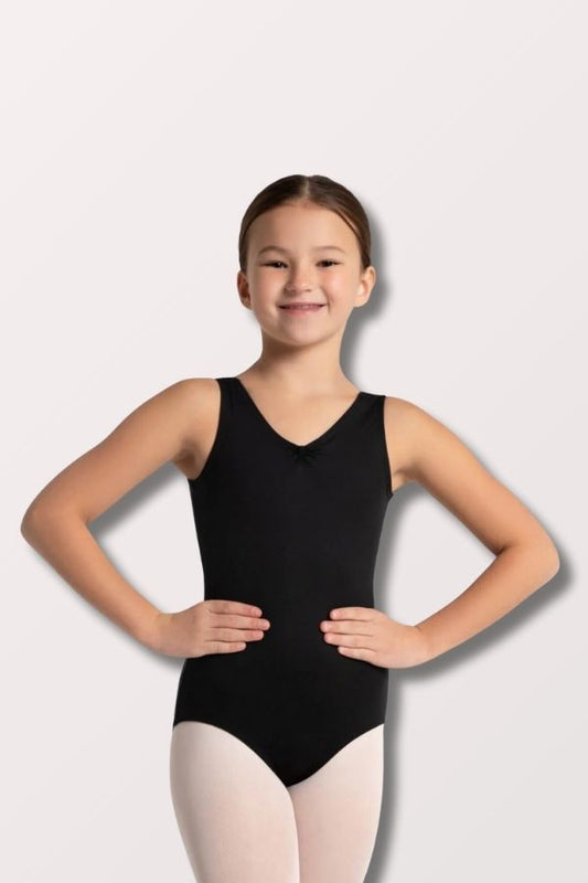 Capezio Girls Pinch Front V Neck Leotard in Black Style SE1008C at New York Dancewear Company