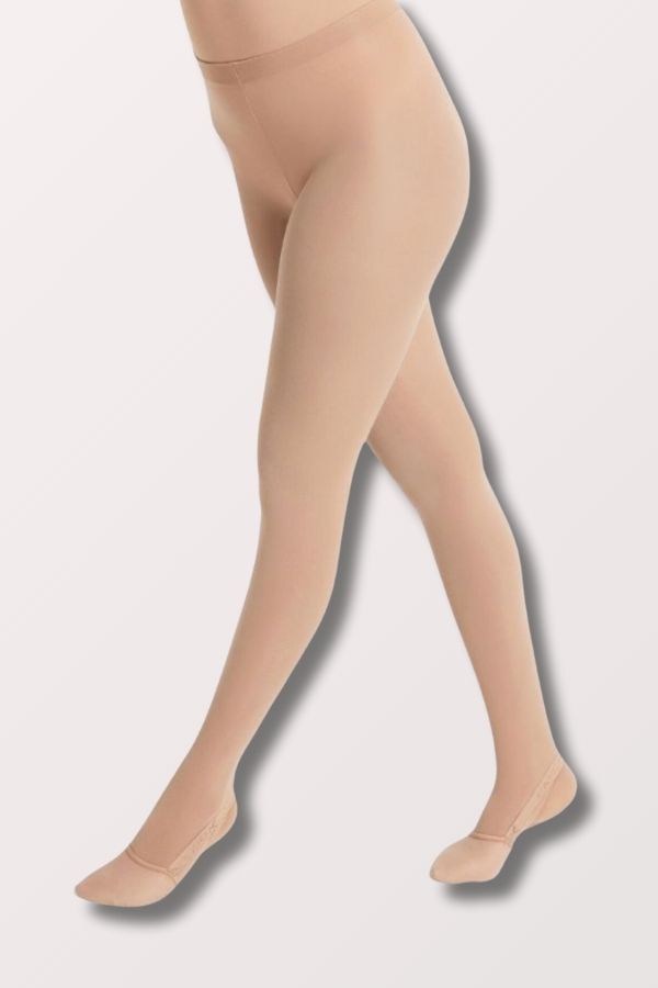 Capezio Plus Size Ultra Soft Transition Dance tights with self knit waistband in light suntan Style 1916 at New York Dancewear Company