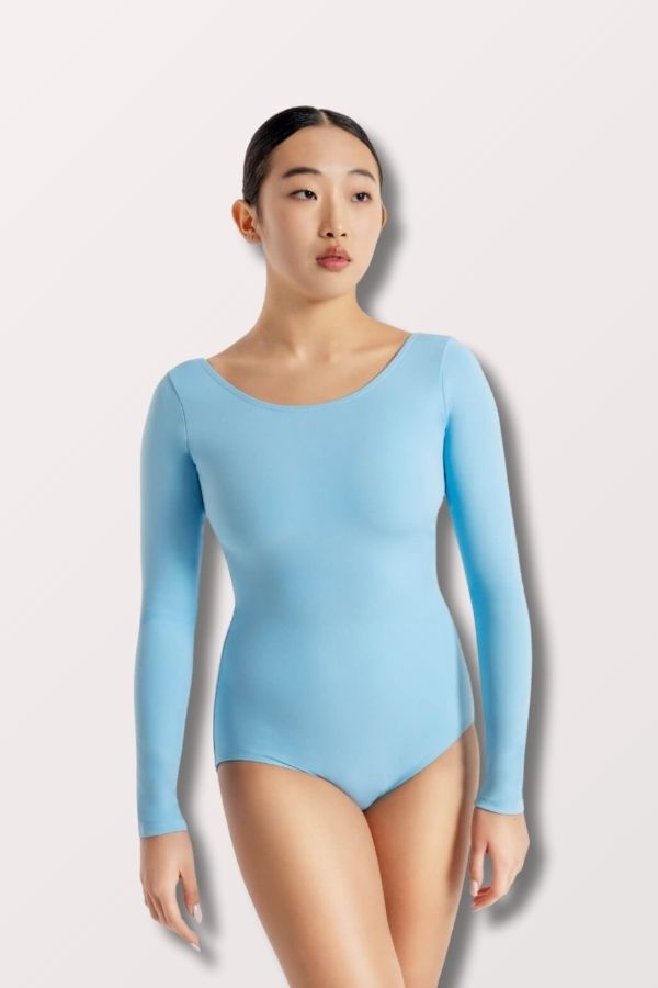 Capezio Team Basics Nylon Long Sleeve Leotard in Light Blue Style TB135 at New York Danceewear Company