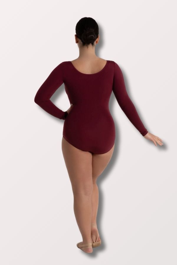 Capezio Team Basics Adult Nylon Long Sleeve Leotard in Maroon Style TB135 at New York Dancewear Company