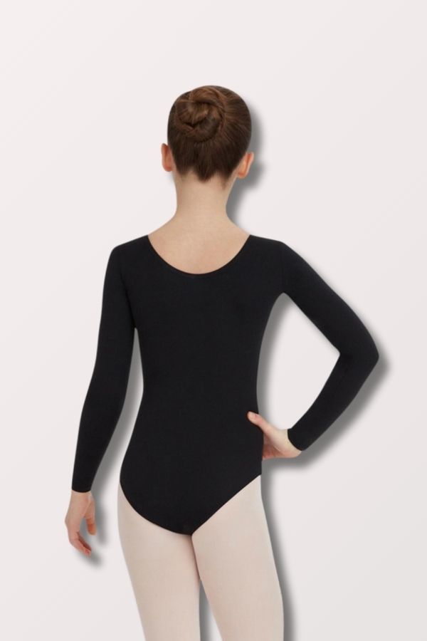 Children's Team Basics Long Sleeve Nylon Lycra Black Leotard by Capezio TB134C at NY Dancewear