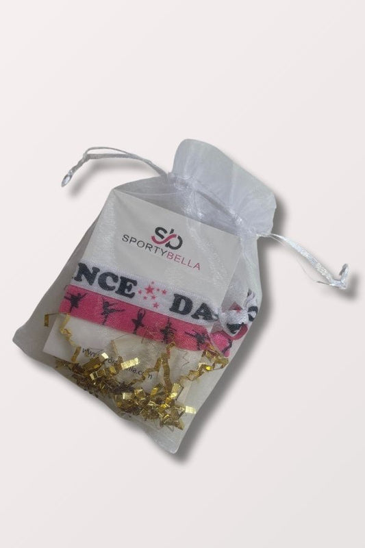 Sporty Bella Dance hair elastics as a party favor at New York Dancewear Company