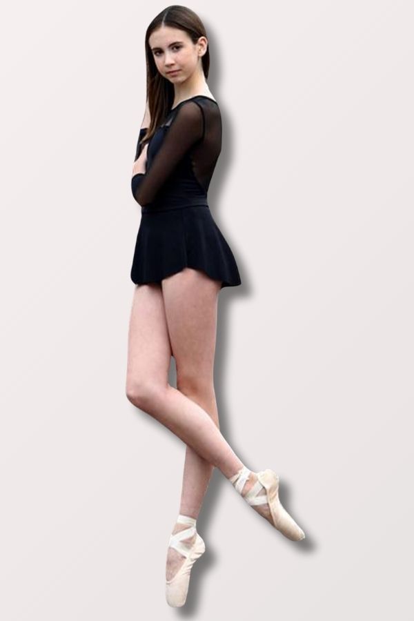 Eurotard High Low Pullon Mini Ballet Skirt in black at NY Dancewear