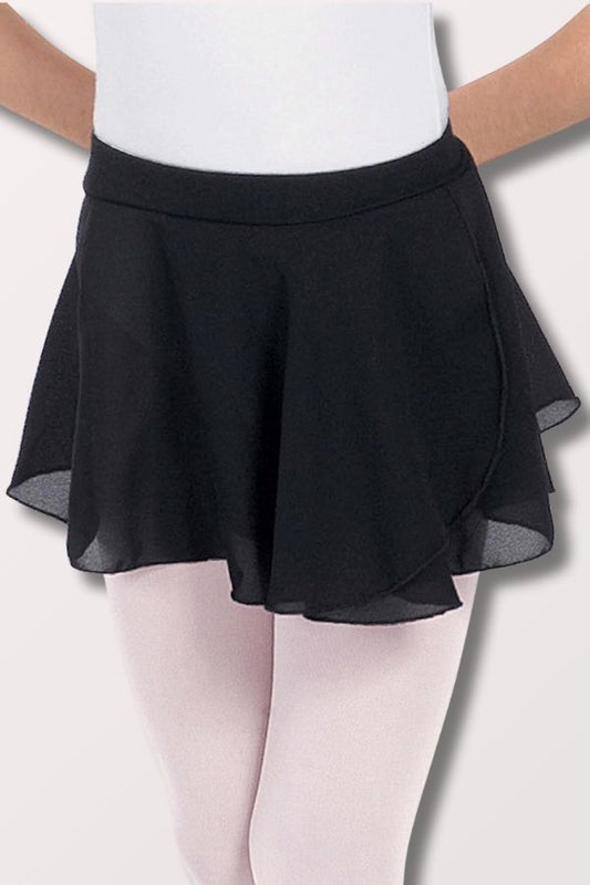 Eurotard girls Chiffon Mock Wrap Pull ON Skirt in Black Style 10127 at New York Dancewear Company