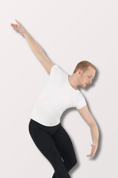 Eurotard Mens Unisex Microfiber Crew Neck Top in White Style 44100 at New York Dancewear Company