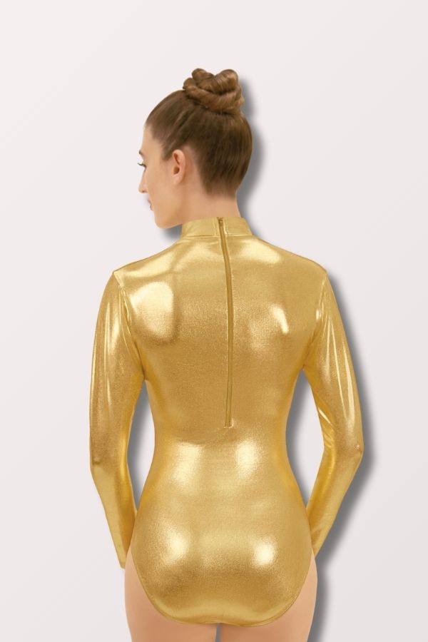 Eurotard Women's Metallic Mock Neck Leotard in Gold Style 19131 at New York Dancewear Company