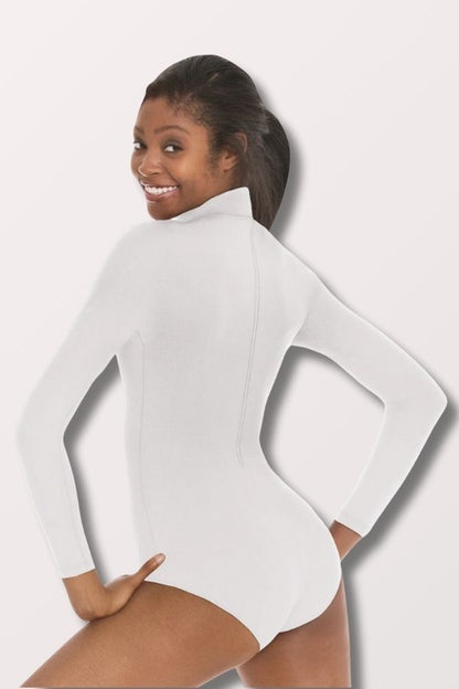 Eurotard Women's Microfiber Zipper Back Mock Neck Leotard in White Style 44131 at New York Dancewear Company