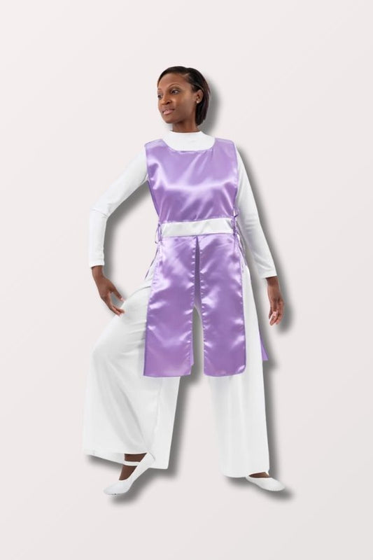 Women's Rose of Sharon Satin Four Panel Ephod in Lilac/White Style B1105 at New York Dancewear Company