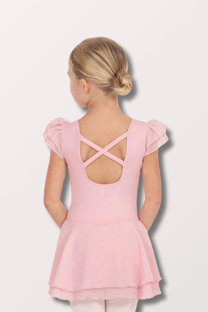 Eurotard Girls Pink Ruffle Sleeve Dance Dress 0206 at NY Dancewear