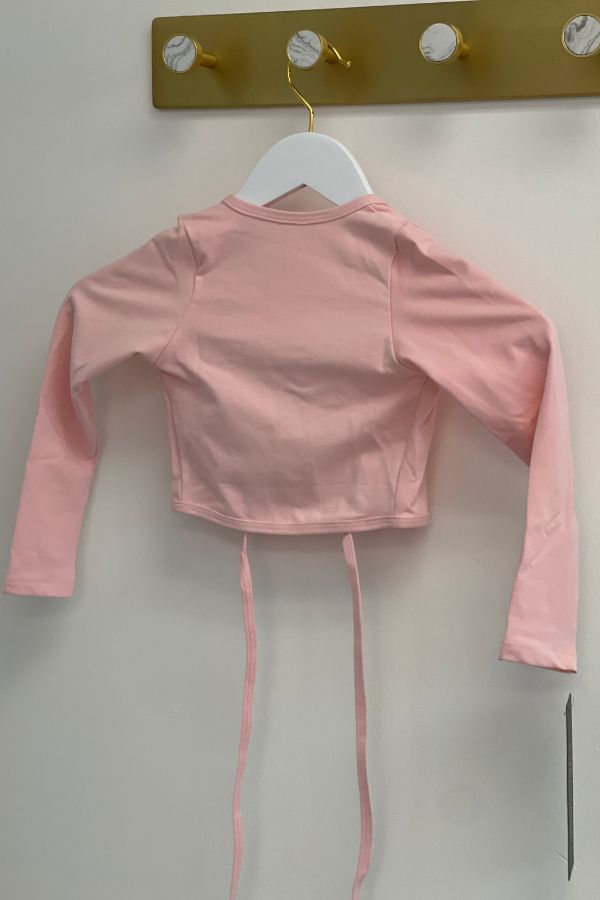 Girls Long Sleeve Cotton Lycra Ballet Wrap Sweater by Eurotard - Pink