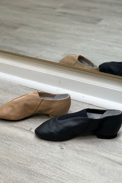 Bloch Super Jazz Slip On Jazz Shoes in Black and Tan at the Dance Shop Long Island S0401
