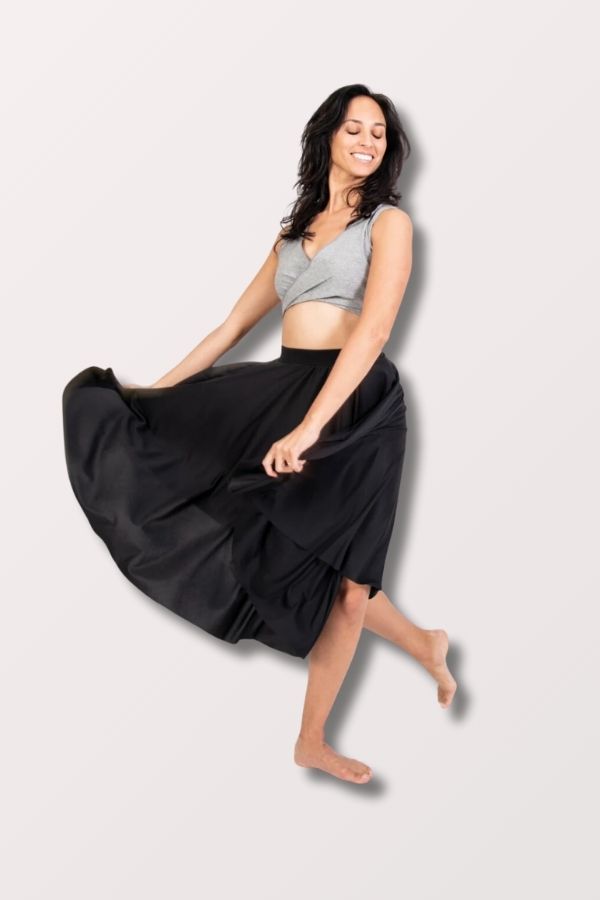 Womens Character Dance Below-The-Knee Circle Skirt - Black