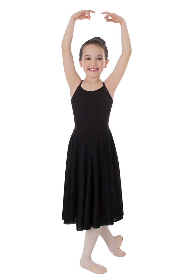 Girls Below The Knee Circle Skirt in black by Body Wrappers sold at The Dance Shop Long Island