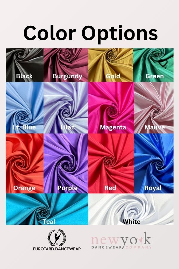Eurotard Color Options for the Rose of Sharon Satin at The Dance Shop Long Island