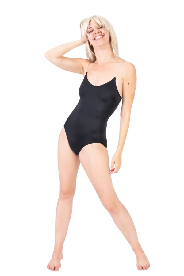 Girls Underwraps Ultra Low Back Bodyliner leotard by Body Wrappers in black sold at NY Dancewear