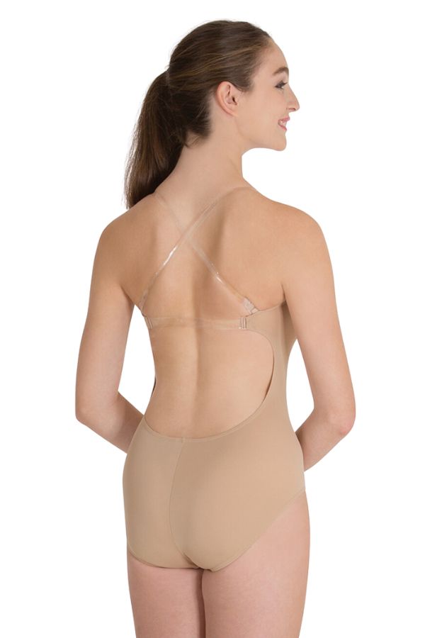 Girls Underwraps Ultra Low Back Bodyliner leotard by Body Wrappers in nude (back view) sold at NY Dancewear